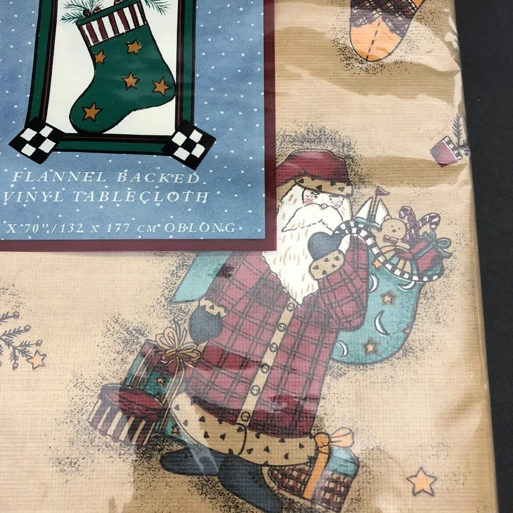 Debbie Mumm Magic Of Santa Vinyl Tablecloth Flannel Backed 52